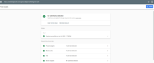Google Rich Results Test showing valid structured data on DesignRush NYC page.